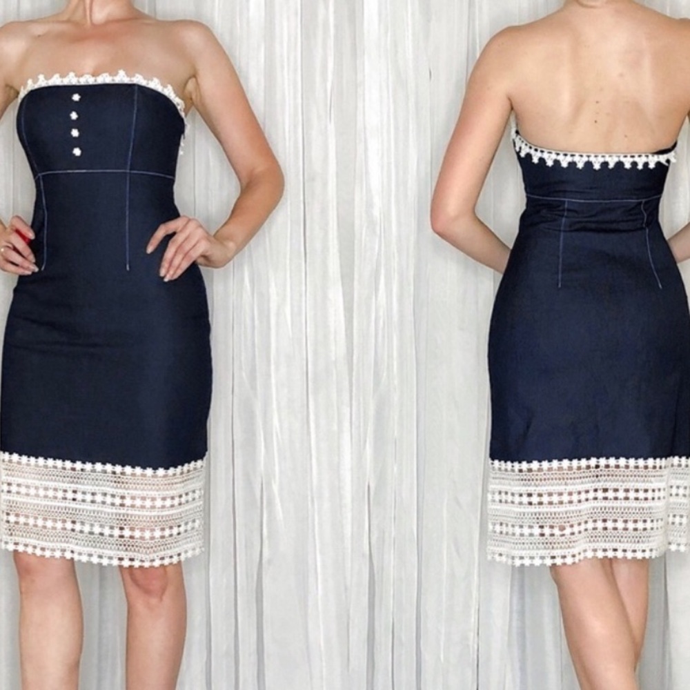 MODA INTERNATIONAL denim strapless dress